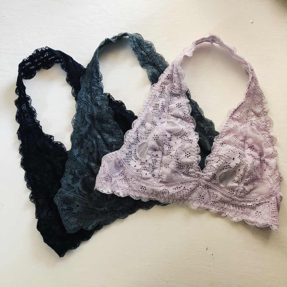 3 for 2 Deal Free People Galloon Lace Halter Bra